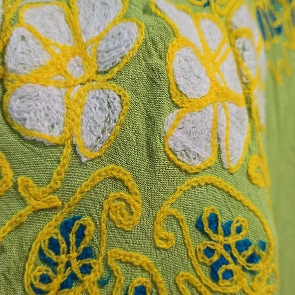 Piel Green Sleeveless Dress with Floral Embroidery - Picture 8 of 13